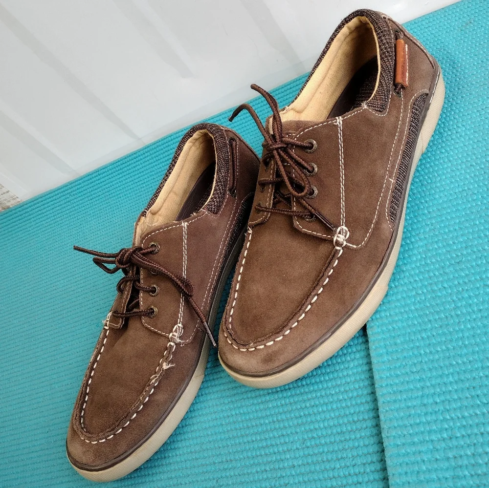 G.H Bass & Co Mens Oliver F14 Boat Shoes Loafers Leather & Fabric Brown - 10